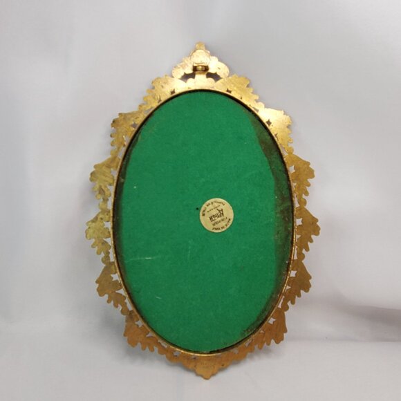 Vintage Italian Brass Ornate Gold Frame Renaissance Print Blue Boy - Picture 4 of 13